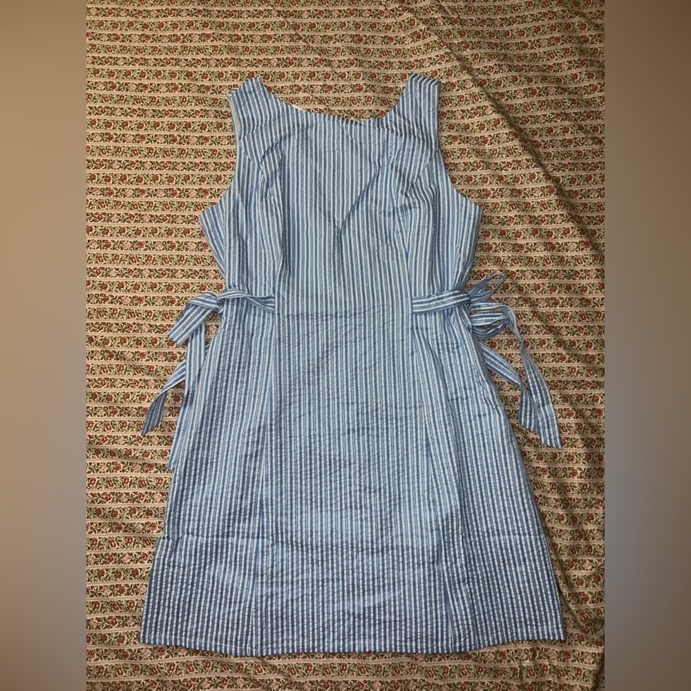 Landry Kate / GILLI Monroe Mini Dress Blue & White Striped Side Bow Ties Large - Picture 2 of 16